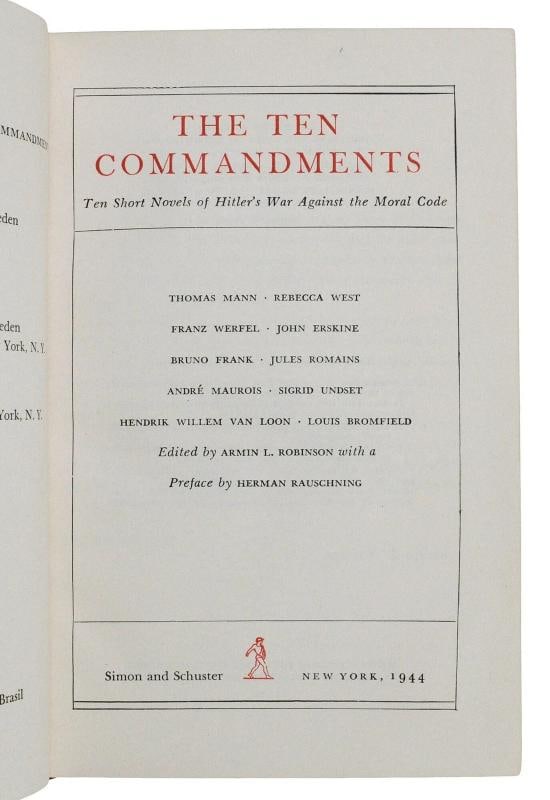 The Ten Commandments SIGNED by THOMAS MANN ~ ELEANOR ROOSEVELT COPY ~ 1944 WWII - 8