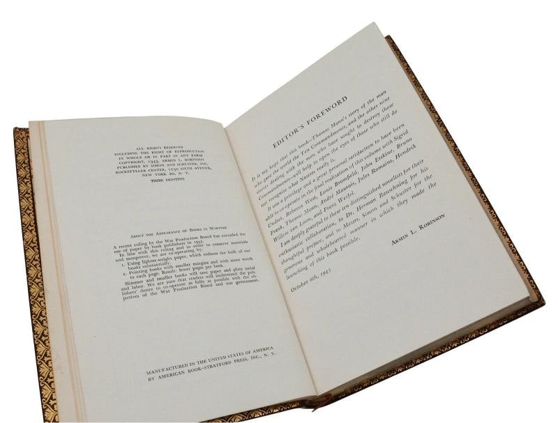 The Ten Commandments SIGNED by THOMAS MANN ~ ELEANOR ROOSEVELT COPY ~ 1944 WWII - 9