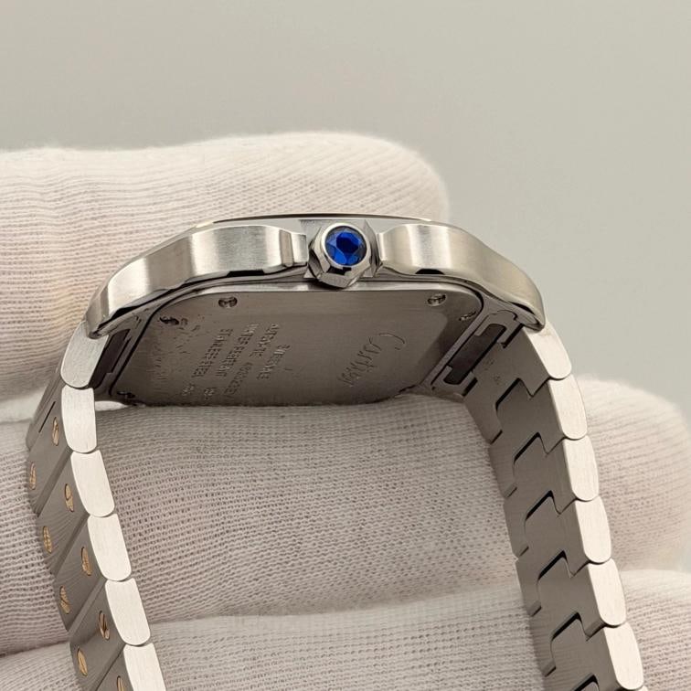2025 Cartier Santos Medium W2SA0016 35mm Silver Dial 18k Gold Steel Box Paper - 9
