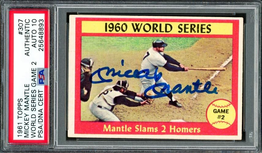 Mickey Mantle Signed 1961 Topps Card 307 New York Yankees Sig 10 PSA/DNA: Condition: Ungraded - Near mint or better: Not in original packaging or professionally graded ,Sport: Baseball,Product: Ball,Player: Mickey Mantle,Player/Athlete: Mickey Mantle,Signed By: Mickey Mantl