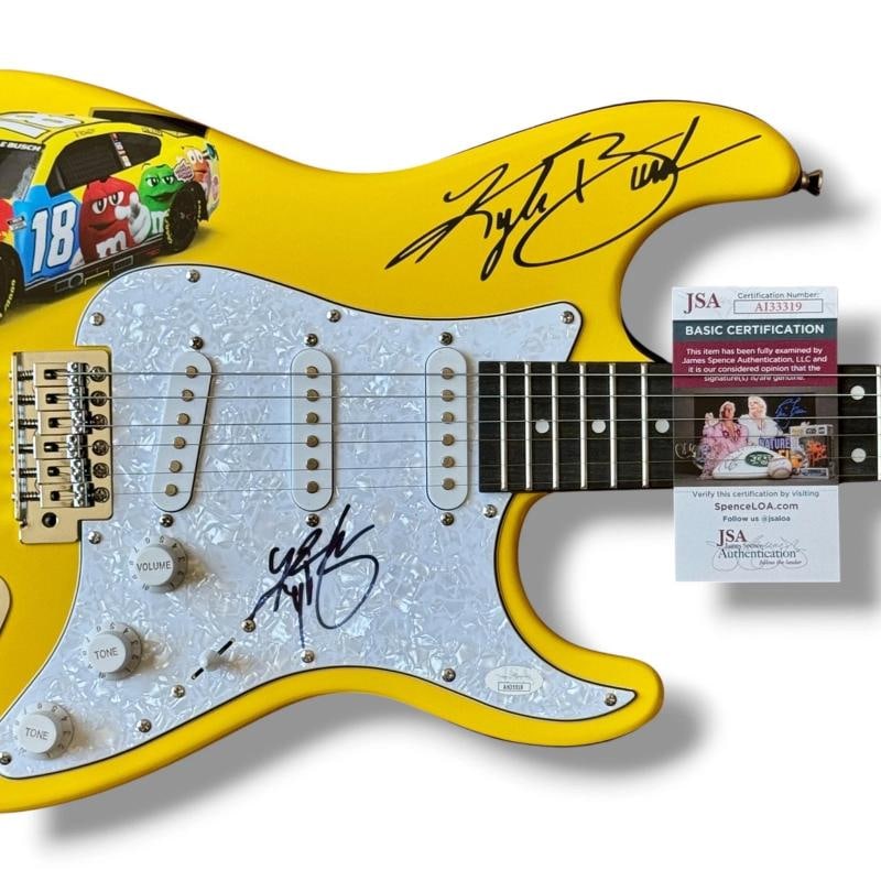 Kyle Busch Signed Guitar Custom Graphics JSA COA NASCAR #18 M&M Car - 2
