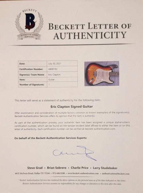 Eric Clapton Autographed Signed Fender Squier Stratocaster Electric Guitar BAS - 3