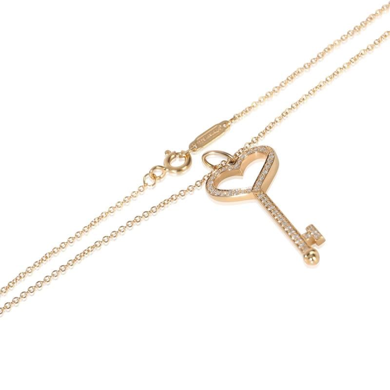 Tiffany & Co. Rose Gold Diamond Heart Key Pendant - 2