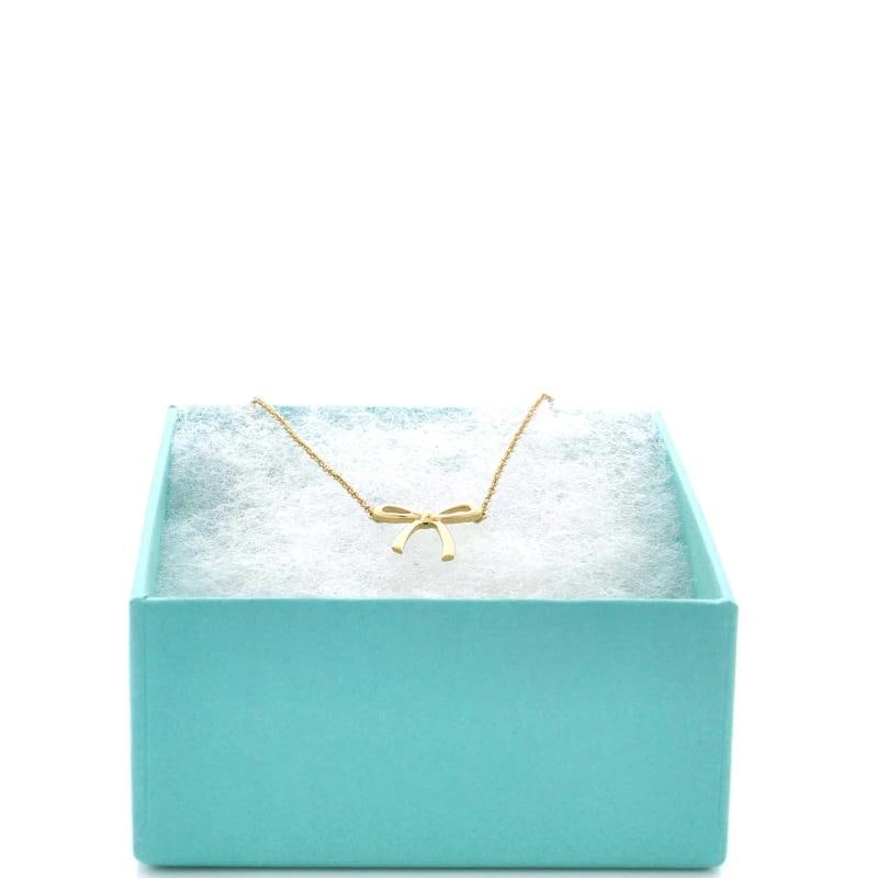 Tiffany & Co. Bow Pendant Necklace 18K Yellow Gold Mini - 2