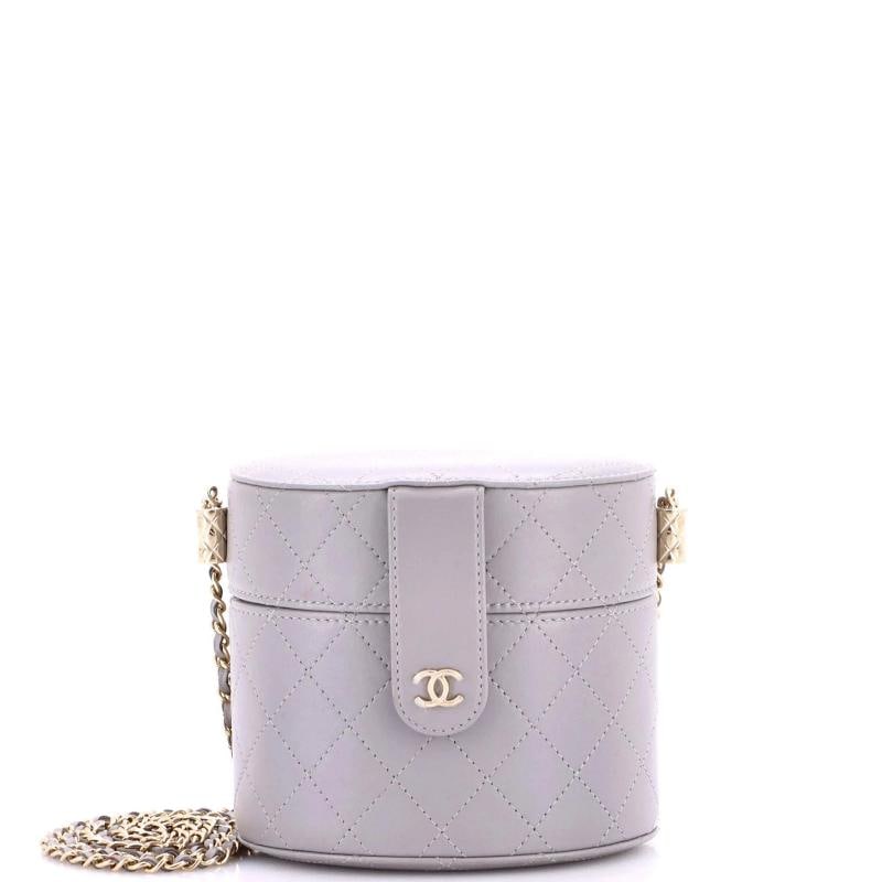 Chanel CC Allure Vanity Case with Chain Quilted Lambskin Small: Condition: Pre-owned - Good,Brand: Chanel,Exterior Material: Leather,Style: Cross Body Bags,Exterior Color: Gray,Department: Women,Size: Small