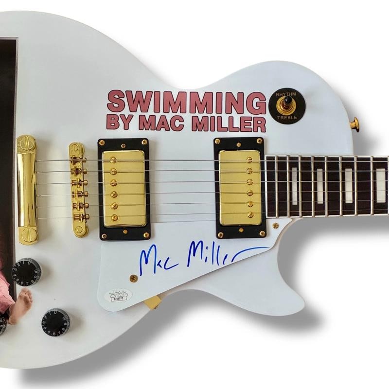 Mac Miller Signed Guitar Custom Graphic JSA COA Swimming Self Care Hurt Feelings - 2