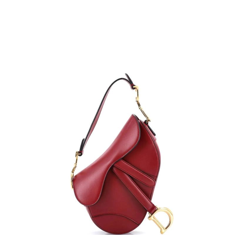 Christian Dior Saddle Handbag Leather Mini: Condition: Pre-owned - Good,Brand: Christian Dior,Exterior Material: Leather,Style: Shoulder Bags,Exterior Color: Red,Department: Women,Size: Mini
