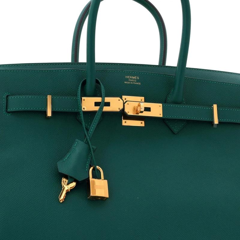 Hermes Birkin Handbag Green Epsom with Gold Hardware 35 - 7