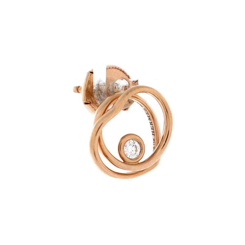 Hermes Vertige Coeur Stud Earrings 18K Rose Gold with Diamond TPM - 3