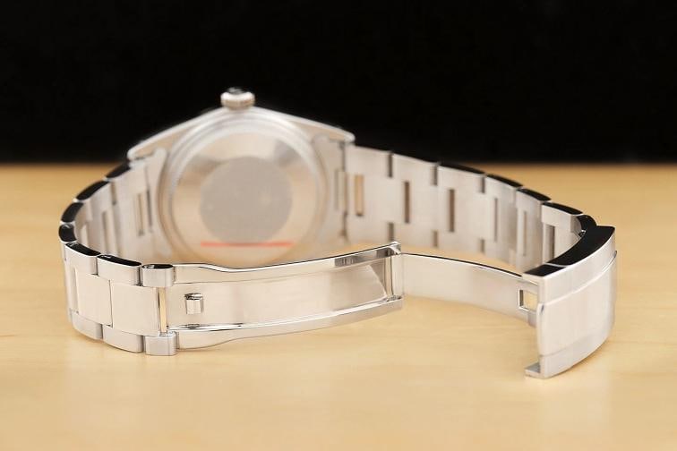 MENS ROLEX DATEJUST 16014 18K WHITE GOLD STAINLESS STEEL SILVER DIAMOND WATCH - 10