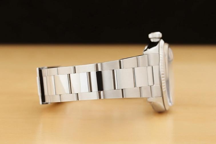 MENS ROLEX DATEJUST 16014 18K WHITE GOLD STAINLESS STEEL SILVER DIAMOND WATCH - 8