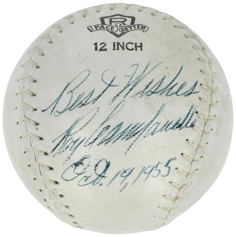Beautiful 1955 Roy Campanella Pre Accident Single Signed Baseball JSA COA (1 of 5)