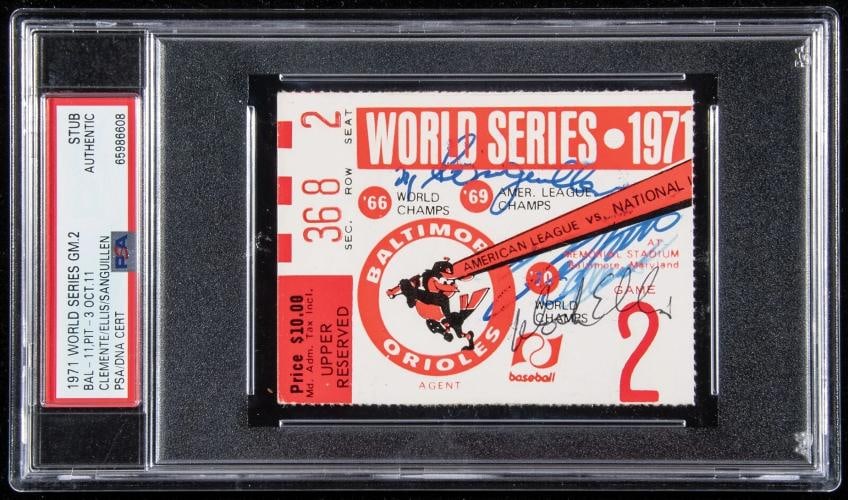 Roberto Clemente Signed 1971 World Series Ticket PSA DNA (1 of 4)