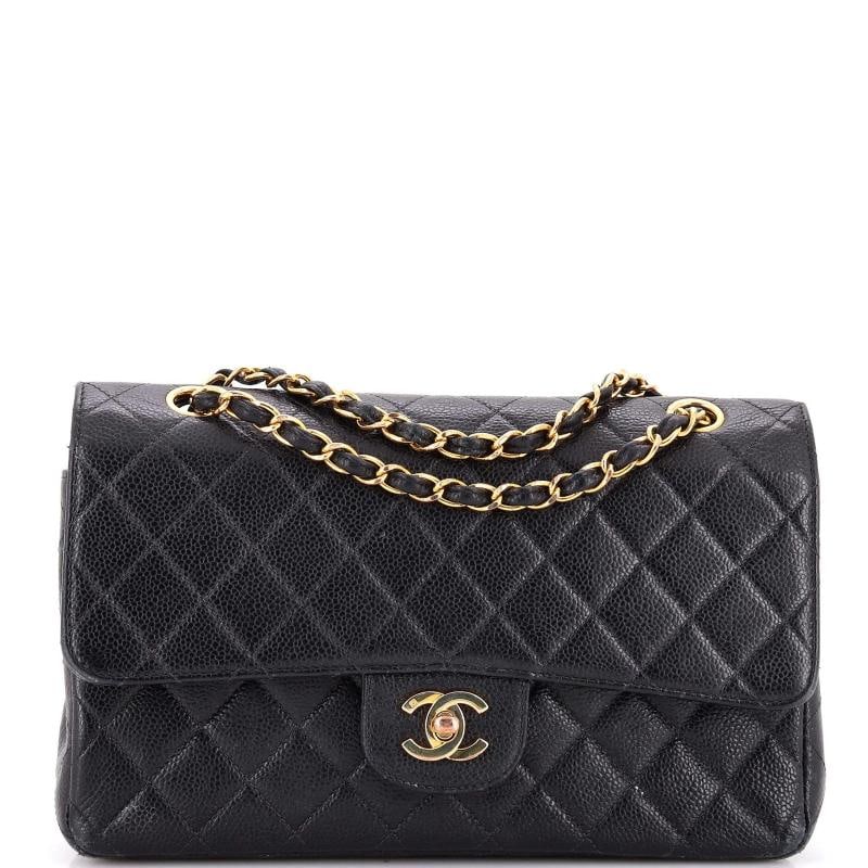 Chanel Vintage Classic Double Flap Bag Quilted Caviar Medium (1 of 8)