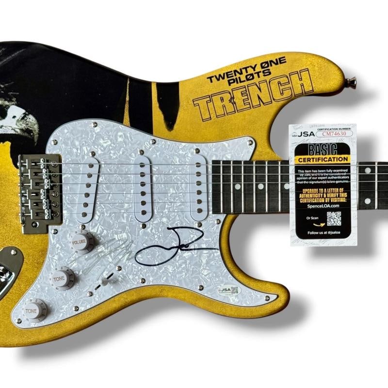 Twenty One Pilots Signed Guitar Custom JSA COA Tyler Joseph Josh Dun Trench - 2