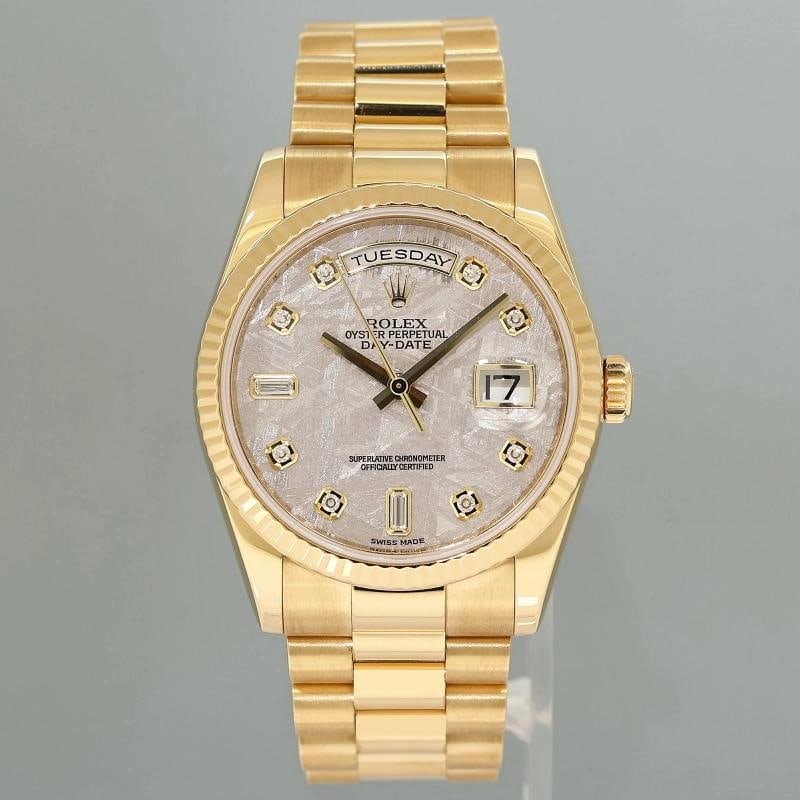 2017 PAPERS MINT Rolex President Day Date Yellow Gold 118238 Meteorite Diamond - 2