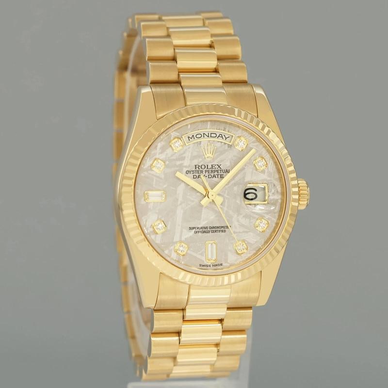 2017 PAPERS MINT Rolex President Day Date Yellow Gold 118238 Meteorite Diamond - 3