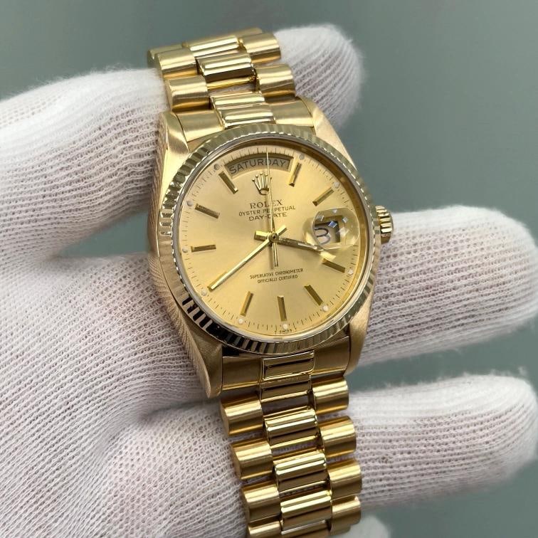 Rolex Day Date President 18038 36mm Champagne Dial 18K Yellow Gold Box Paper - 10