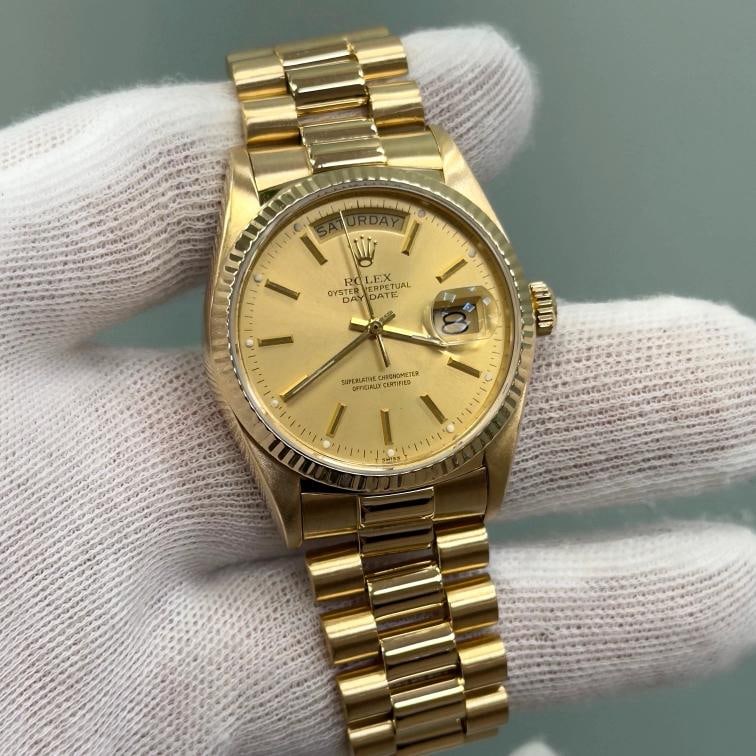 Rolex Day Date President 18038 36mm Champagne Dial 18K Yellow Gold Box Paper - 2