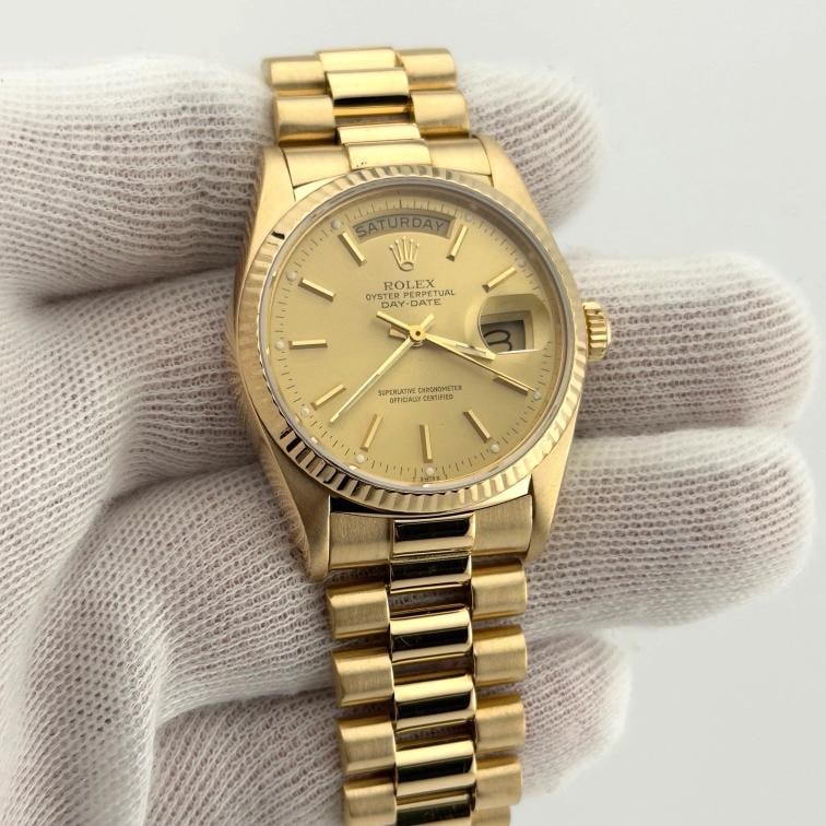 Rolex Day Date President 18038 36mm Champagne Dial 18K Yellow Gold Box Paper - 4