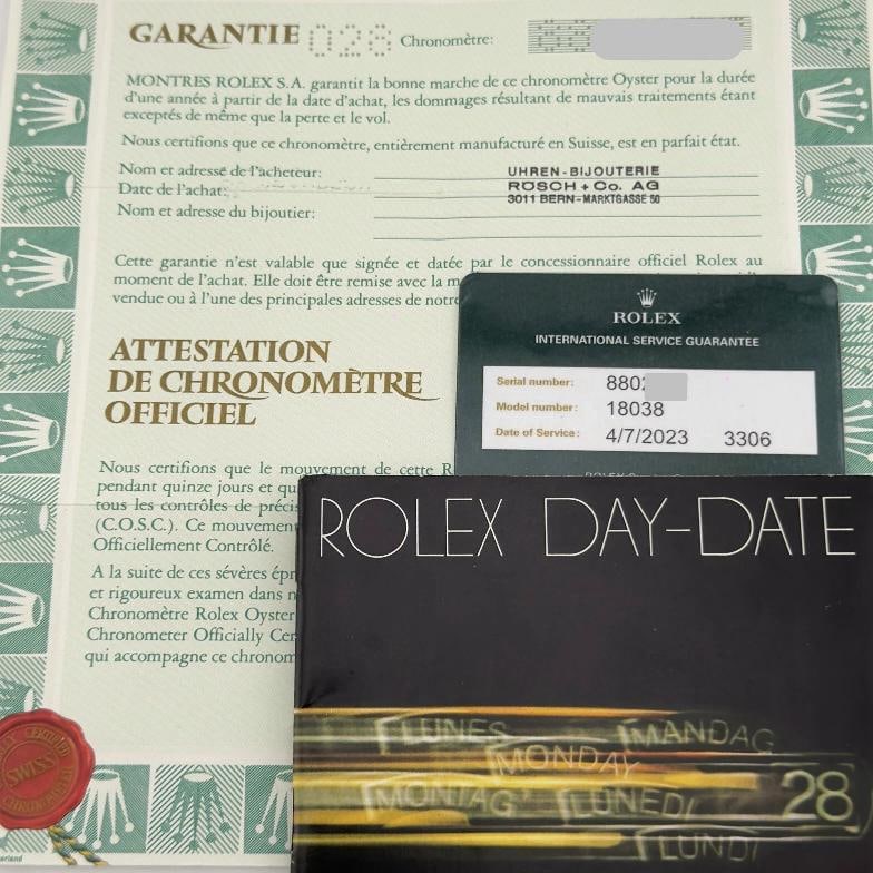 Rolex Day Date President 18038 36mm Champagne Dial 18K Yellow Gold Box Paper - 6