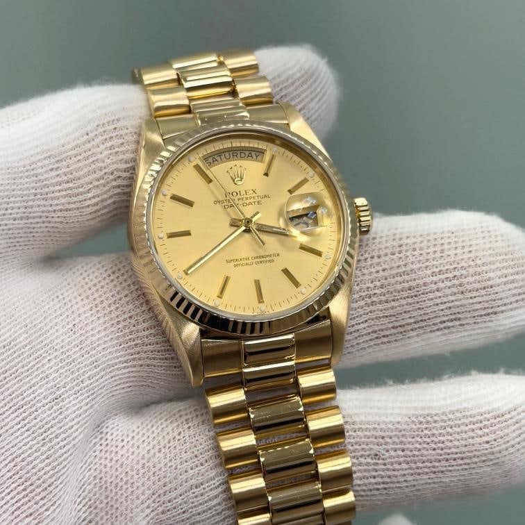 Rolex Day Date President 18038 36mm Champagne Dial 18K Yellow Gold Box Paper - 8
