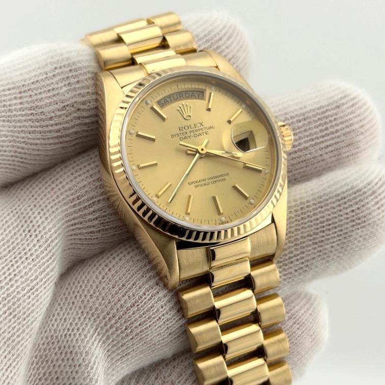 Rolex Day Date President 18038 36mm Champagne Dial 18K Yellow Gold Box Paper - 9