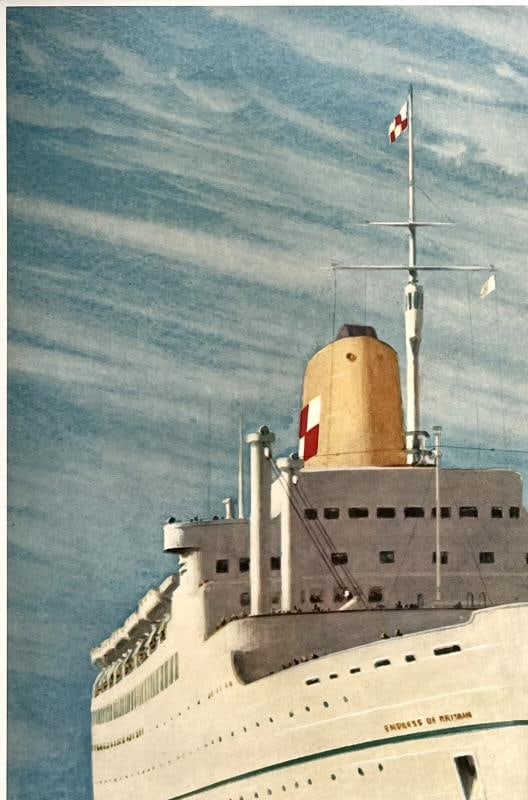 Original Vintage Poster CANADIAN PACIFIC WHITE EMPRESS TO EUROPE Travel OL - 2