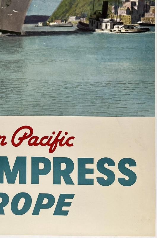 Original Vintage Poster CANADIAN PACIFIC WHITE EMPRESS TO EUROPE Travel OL - 5