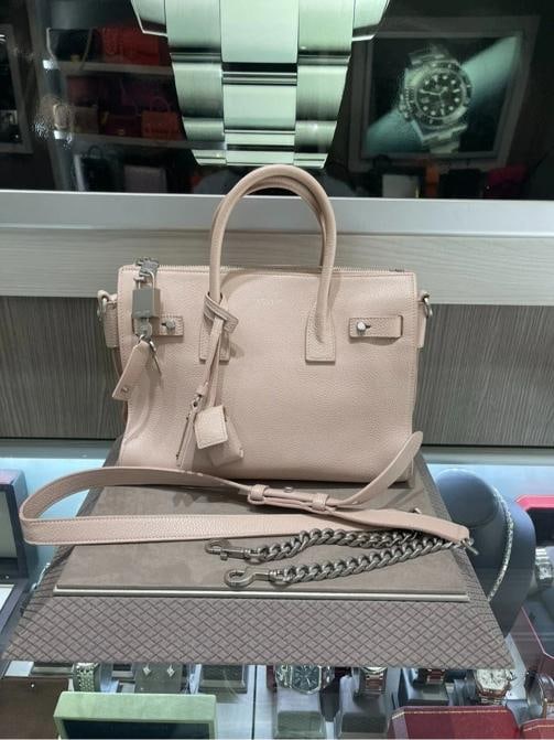 YSL Saint Laurent Classic Sac De Jour Small Grained Leather Ã¢â‚¬â: Condition: Pre-owned - Good,Brand: Saint Laurent,Department: Women,Occasion: Casual and Business,Size: Small,Lining Material: Fabric, Leather,Exterior Color: Blush Pink,Model: ysl sac,Style: