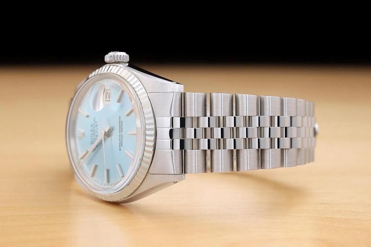 ROLEX MENS DATEJUST 18K WHITE GOLD STAINLESS STEEL ICE BLUE DIAL 36MM WATCH - 4