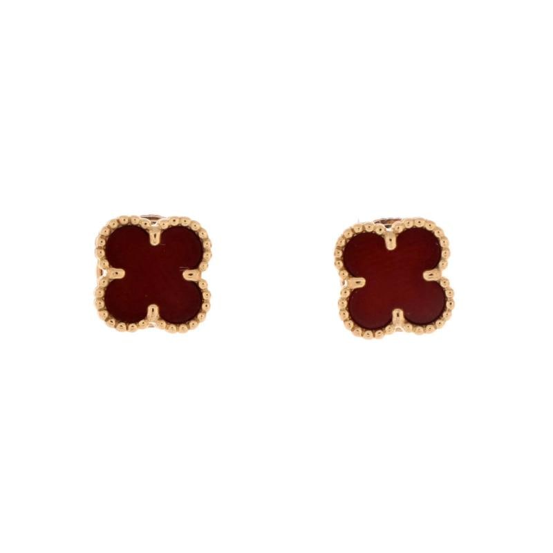 Van Cleef & Arpels Sweet Alhambra Stud Earrings 18K Rose Gold and Carnelian: Condition: Pre-owned - Good,Brand: Van Cleef & Arpels,Main Stone: Carnelian,Metal: 18K Rose Gold,Metal Purity: 18K,Style: Stud,Type: Earrings,Color: Rose Gold,Material: 18K Yellow Gold, Carnelian,
