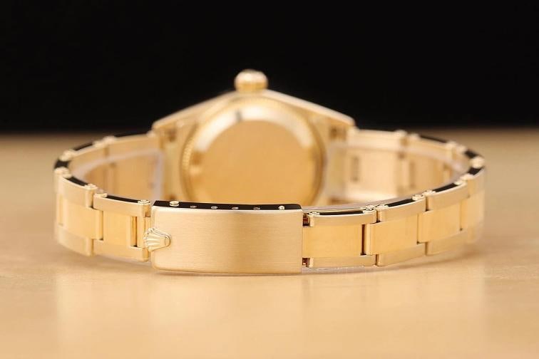 2001 ROLEX OYSTER PERPETUAL 76198 BLACK FACTORY DIAMOND DIAL 18K GOLD WATCH - 7