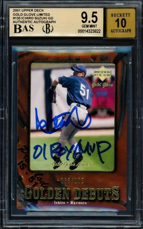 Ichiro Suzuki Signed 2001 UD GG Limited RC 135 BGS 9.5 Sig 10 ROY/MVP /100 BAS (1 of 2)