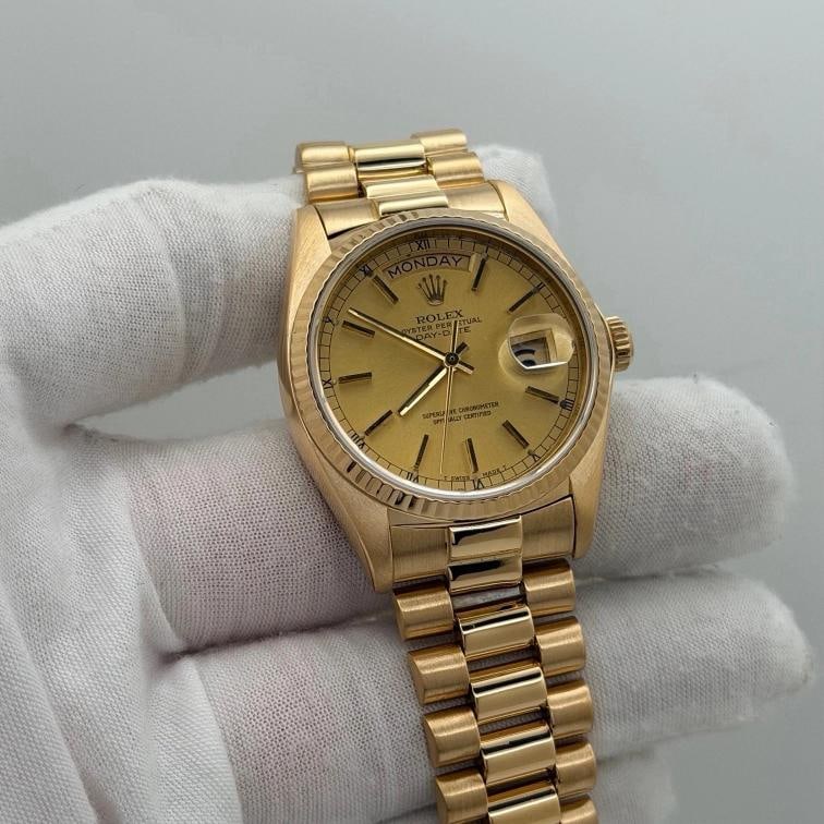 Rolex Day Date President 18038 36mm Champagne Dial 18K Yellow Gold - 2