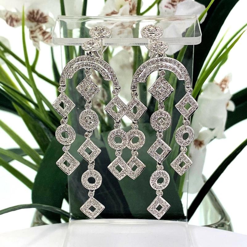 Diamond Geometric Chandelier Earrings 14K White Gold: Condition: New without packaging: This item is brand new and has never been worn, but is missing the original packaging. The item doesnÃ¢â‚¬â„¢t have flaws
