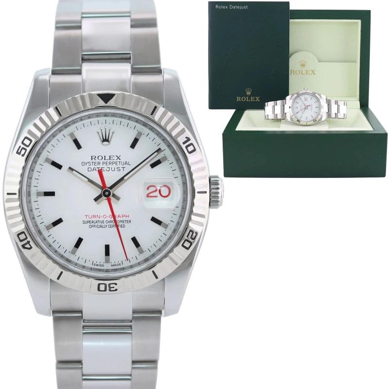 MINT Rolex 116264 DateJust Turn-O-Graph Steel White Gold Fluted Bezel Watch Box (1 of 8)