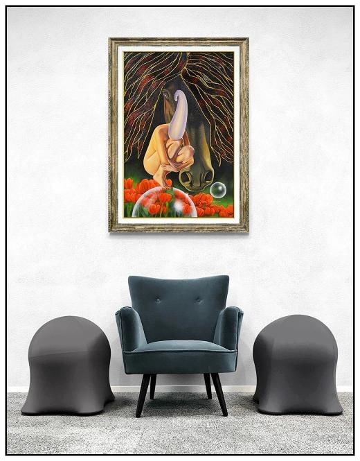 Graeme Stevenson Original Oil Painting On Board Surreal Figurative Framed Art - 2