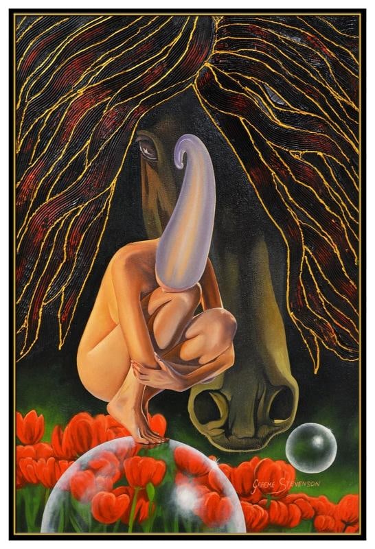 Graeme Stevenson Original Oil Painting On Board Surreal Figurative Framed Art - 3
