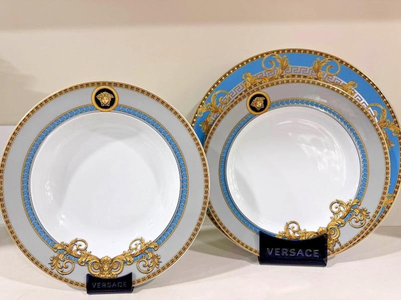 Versace Rosenthal Prestige Gala Blue Set 3 pieces dinner deep and dessert plate: Condition: New: A brand-new, unused, unopened, undamaged item in its original packaging (where packaging is applicable). Packaging should be the same as what is found in a retail store, unless the