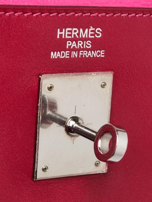 Hermes 35cm Rubis/Rose Tyrien Tadelakt Leather Palladium Plated So Flash Kell... - 10