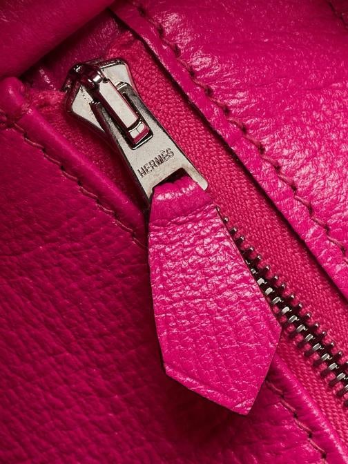 Hermes 35cm Rubis/Rose Tyrien Tadelakt Leather Palladium Plated So Flash Kell... - 12