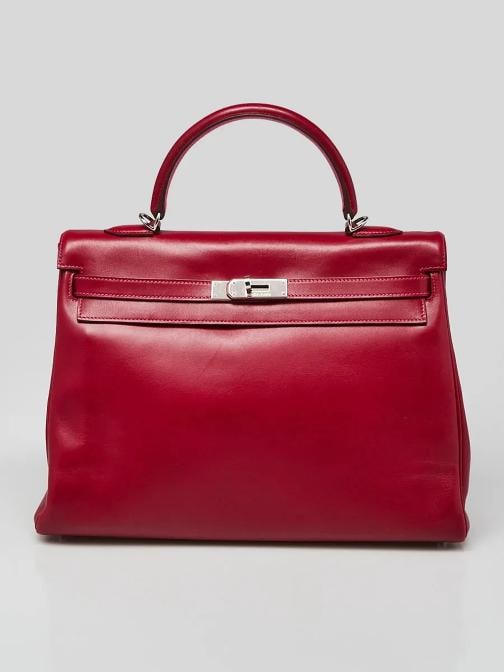 Hermes 35cm Rubis/Rose Tyrien Tadelakt Leather Palladium Plated So Flash Kell... (1 of 12)