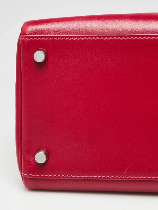 Hermes 35cm Rubis/Rose Tyrien Tadelakt Leather Palladium Plated So Flash Kell... - 5