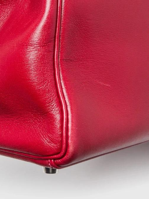 Hermes 35cm Rubis/Rose Tyrien Tadelakt Leather Palladium Plated So Flash Kell... - 6