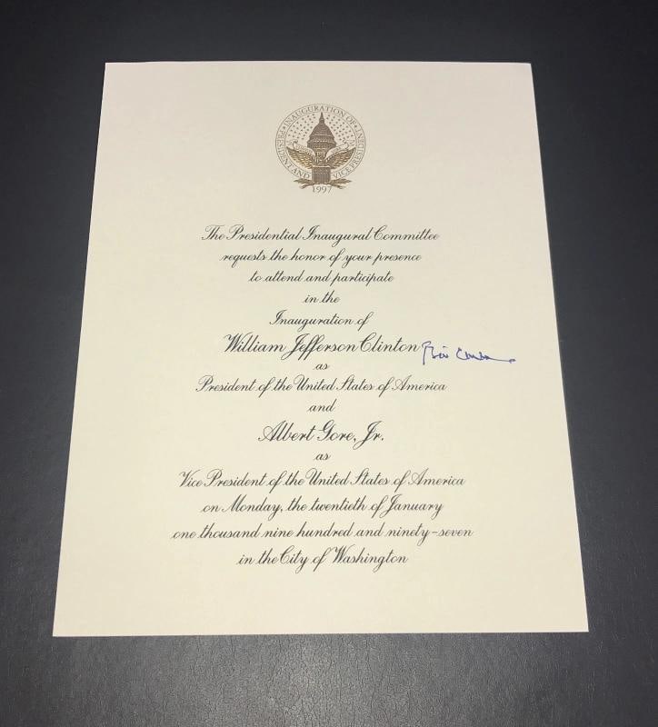 PRESIDENT BILL CLINTON SIGNED AUTO INAGURATION INVITATION BAS BECKETT COA 2: President: Bill Clinton,Original/Reproduction: Original,Autograph Authentication: Professional Sports (PSA/DNA),Country of Origin: United States