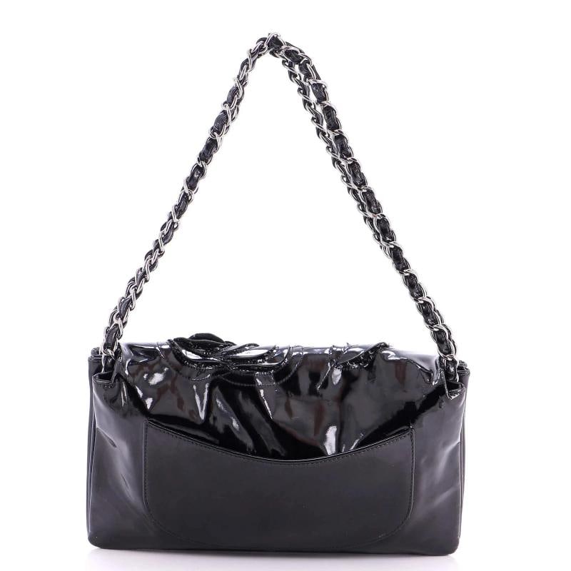Chanel Tweed Petals Camellia Flap Bag Patent Medium - 3