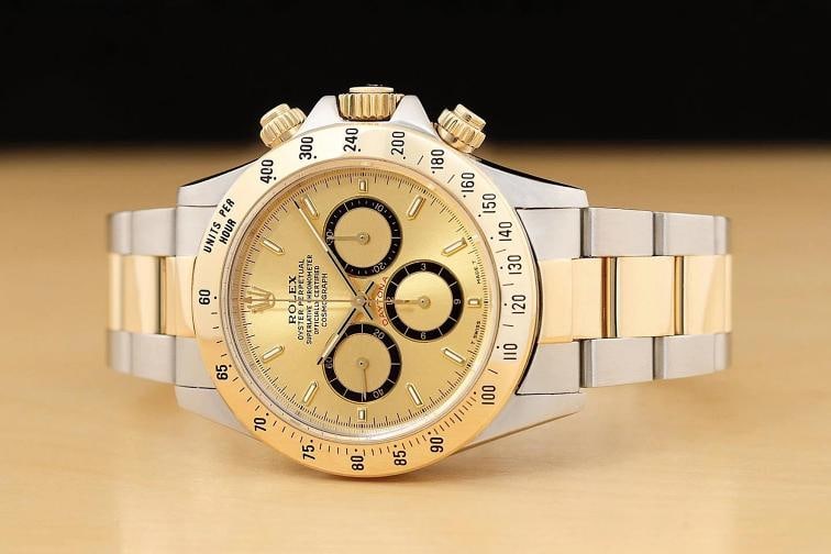 ROLEX DAYTONA COSMOGRAPH ZENITH 16523 CHAMPAGNE DIAL 18K GOLD STEEL OYSTER WATCH - 2