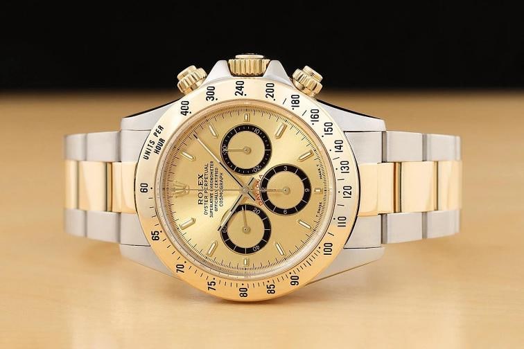 ROLEX DAYTONA COSMOGRAPH ZENITH 16523 CHAMPAGNE DIAL 18K GOLD STEEL OYSTER WATCH - 3
