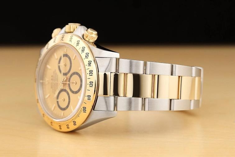 ROLEX DAYTONA COSMOGRAPH ZENITH 16523 CHAMPAGNE DIAL 18K GOLD STEEL OYSTER WATCH - 4